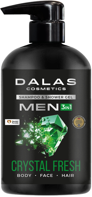 Dalas Cosmetics Шампунь-гель для душу MEN CRYSTAL FRESH 3в1, 550 мл - Фото 1 Dalas Cosmetics Шампунь-гель для душу MEN CRYSTAL FRESH 3в1, 550 мл - изображение 1