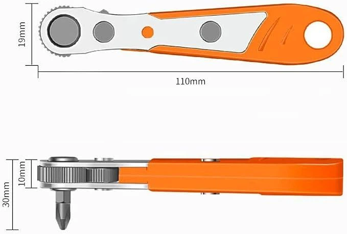 Набор TAIHE 11 в 1 – реверсивная мини-трещотка 1/4" с магнитным держателем и 10 битами I0014 - изображение 2