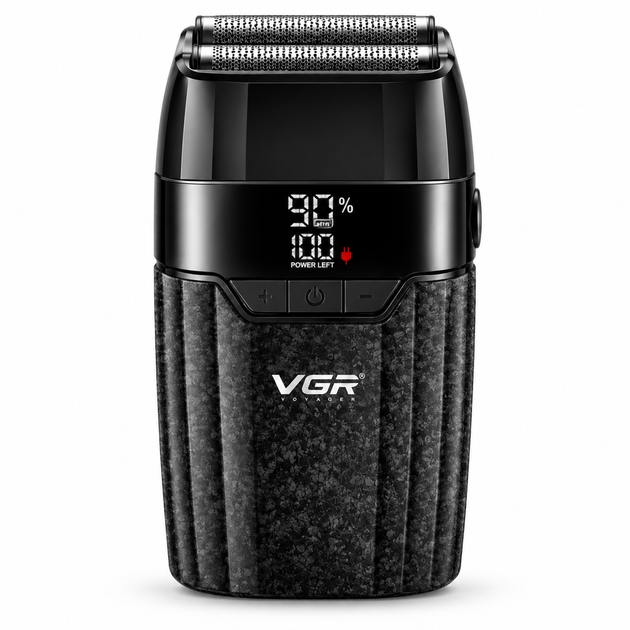 Профессиональный аккумуляторный шейвер электробритва VGR V-640S для мужчин, сеточная бритва с 3 скоростями до 9000 об/мин, LED-дисплеем, 150 мин работы, USB Type-C - изображение 8