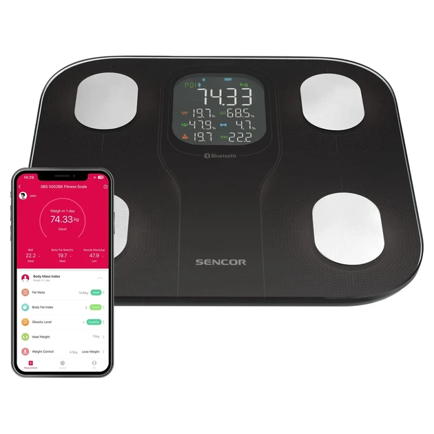 Весы для пола Sencor, 180 кг, питание AAAx4, с возможностью подключения к смартфону, стеклянные, черного цвета - изображение 3