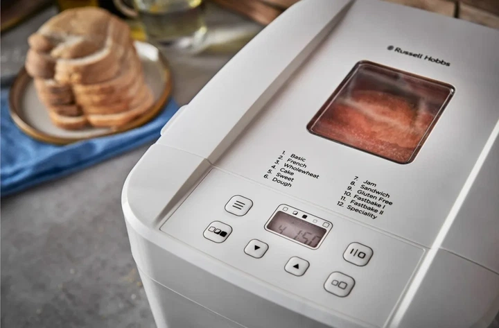 Хлебопечка Russell Hobbs 600 Вт, 12 программ, максимальный вес 1 кг, прямоугольная форма, пластиковый корпус, белый цвет - изображение 6