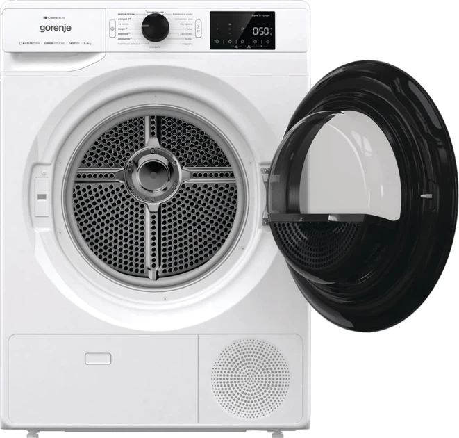 Сушильная машина Gorenje с тепловым насосом, 9 кг, класс энергоэффективности A++, 60 см, с дисплеем, 16 режимами, Wi-Fi, белая - изображение 4