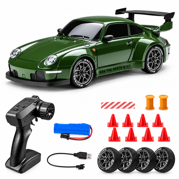 Машинка на радиоуправлении для дрифта 1:24 4WD — RC Drift Car, 2.4 GHz, LED, зеленая - изображение 2