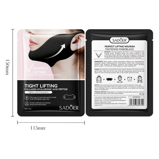 Колагенова V-Line маска для підтягнення обличчя SADOER Collagen V-Line Lifting Firming Black Face Mask з пептидами, 16 г, (X1-04028.black) - Фото 1 Колагенова V-Line маска для підтягнення обличчя SADOER Collagen V-Line Lifting Firming Black Face Mask з пептидами, 16 г, (X1-04028.black) - изображение 1