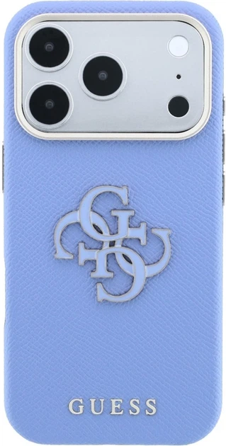 Etui na smartfon Guess Grained & Big Resin Logo do Apple iPhone 18 Pro Max / Apple iPhone 17 Pro Max Niebieskie (3666339655037) - obraz 3