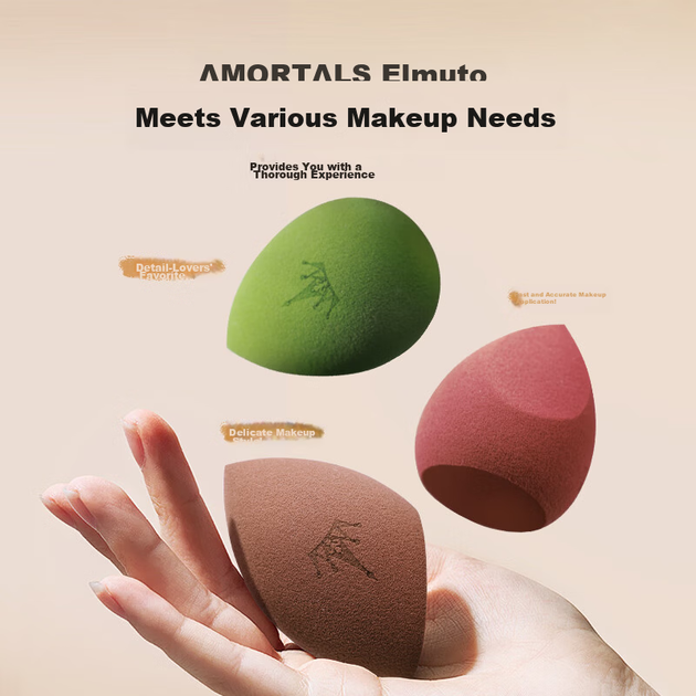 AMORTALS Ding Yuxi Спонж для макияжа Beauty Blender в одном стиле, двойного назначения (сухая и влажная пудра), не впитывает влагу, подарок на праздник. - изображение 5