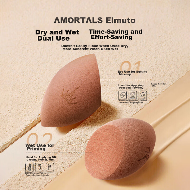 AMORTALS Ding Yuxi Спонж для макияжа Beauty Blender в одном стиле, двойного назначения (сухая и влажная пудра), не впитывает влагу, подарок на праздник. - изображение 7