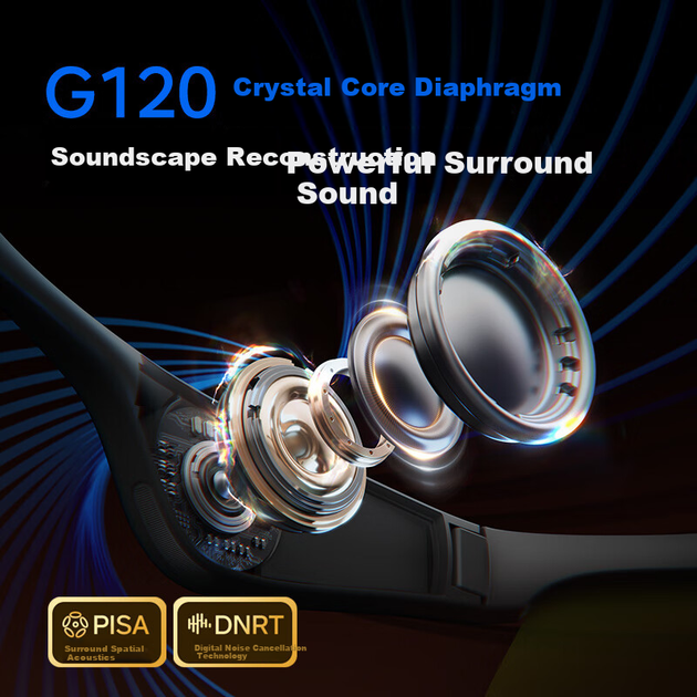 POLVCDG G120 Plus Bluetooth Велосипедні окуляри Бездротові відкриті спортивні навушники Аудіоокуляри Відкритий захист від ультрафіолету Зменшення шуму вітру Тривалий час роботи від батареї - зображення 3