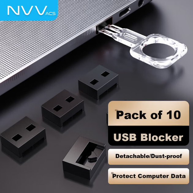 Защитный замок NVV для USB-порта, съемная заглушка для USB-порта, пылезащитная крышка, защита USB-порта, защитная заглушка, NX-FDU черный (комплект из 10 штук) - изображение 4
