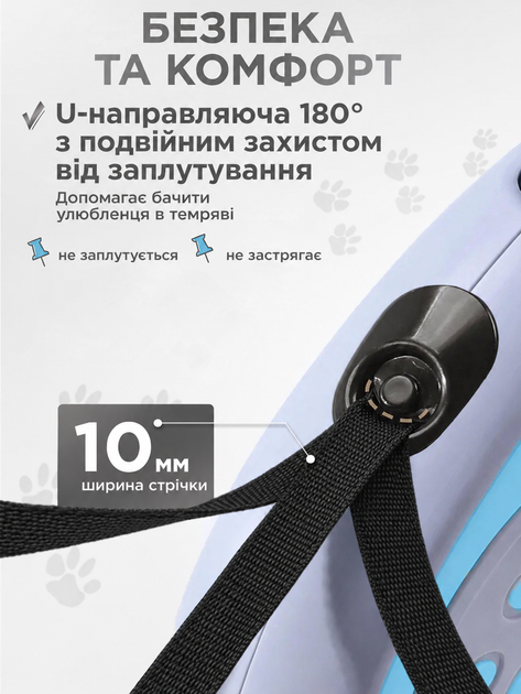Поводок рулетка для собак 5м Axacam до 25 кг автоматический поводок для кошек щенков мелких средних пород шпица йорка корги прогулочный прочный Blue - Фото 4 Поводок рулетка для собак 5м Axacam до 25 кг автоматический поводок для кошек щенков мелких средних пород шпица йорка корги прогулочный прочный Blue - изображение 4