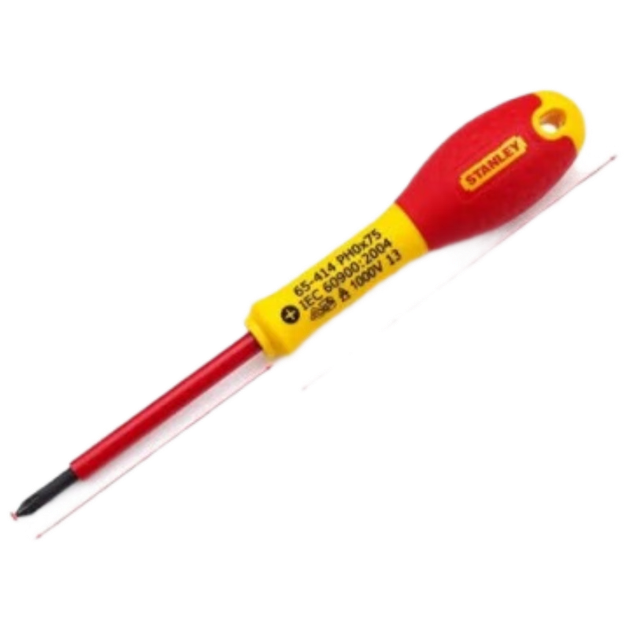 Высоковольтная изолированная крестовая отвертка STANLEY 1000 В с двухцветной ручкой, № 2*125 мм, 65-416 - изображение 4