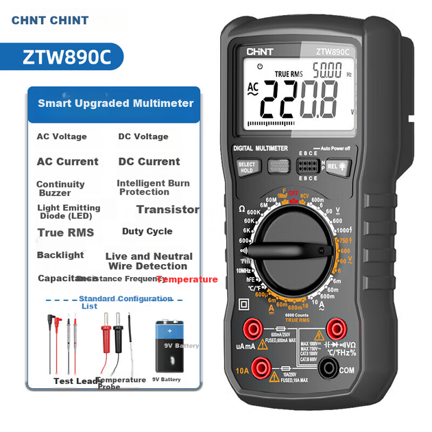 Цифровий мультиметр CHNT 890C/D високоточний інтелектуальний автоматичний діапазон багатофункціональний електричний тестер - зображення 4