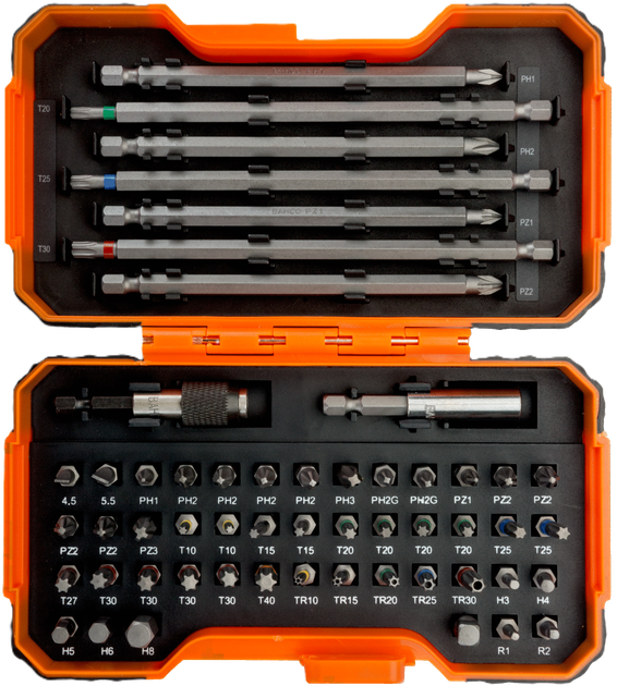 Zestaw bitów Bahco 1/4" do wkrętaka, uchwytów do bitów i adaptera do nasadek 54 szt. 59/S54BC-IP (7314150337620) - Zdjęcie 1 Zestaw bitów Bahco 1/4" do wkrętaka, uchwytów do bitów i adaptera do nasadek 54 szt. 59/S54BC-IP (7314150337620) - obraz 1