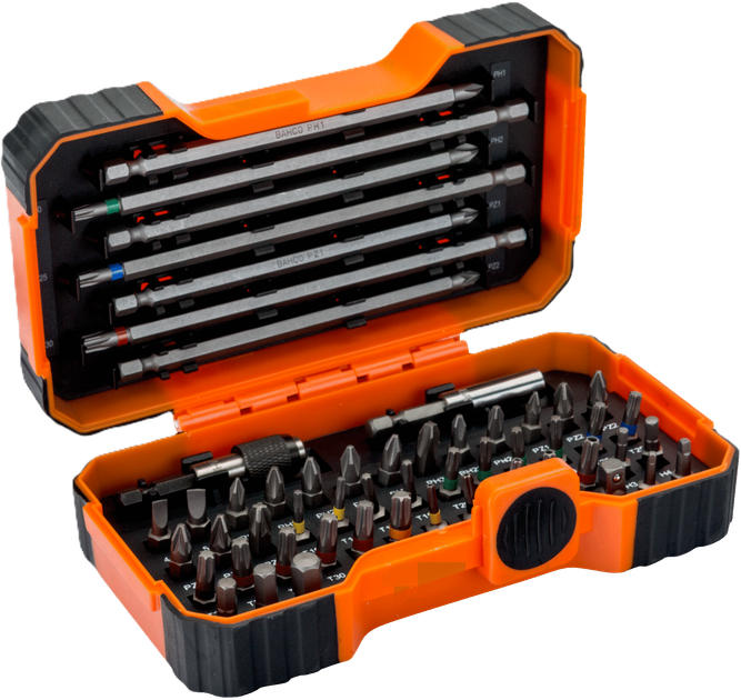 Zestaw bitów Bahco 1/4" do wkrętaka, uchwytów do bitów i adaptera do nasadek 54 szt. 59/S54BC-IP (7314150337620) - Zdjęcie 2 Zestaw bitów Bahco 1/4" do wkrętaka, uchwytów do bitów i adaptera do nasadek 54 szt. 59/S54BC-IP (7314150337620) - obraz 2