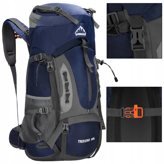 Рюкзак туристичний Springos 60 л CS0129 Navy Blue/Grey - зображення 6