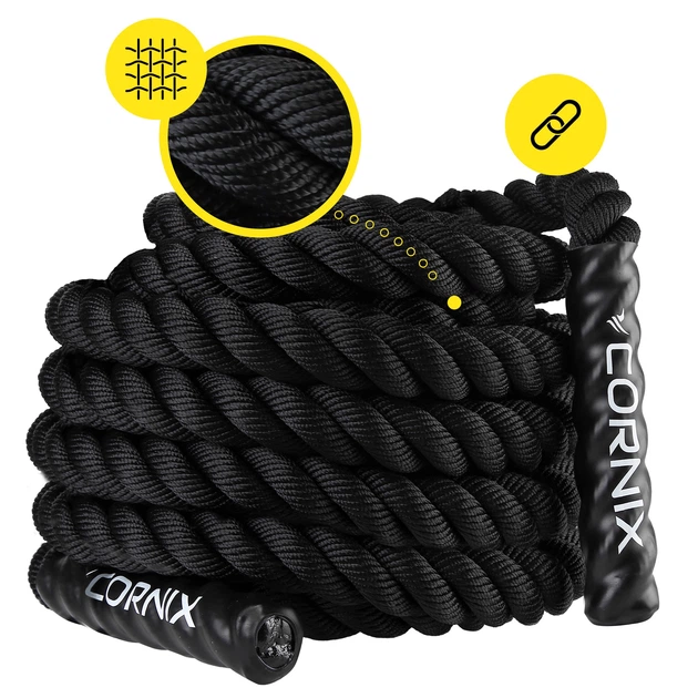 Канат тренировочный Cornix Battle Rope 12 м для кроссфита XR-0574 Black - Фото 2 Канат тренировочный Cornix Battle Rope 12 м для кроссфита XR-0574 Black - изображение 2