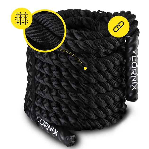 Канат тренировочный Cornix Battle Rope 15 м для кроссфита XR-0575 Black - Фото 7 Канат тренировочный Cornix Battle Rope 15 м для кроссфита XR-0575 Black - изображение 7
