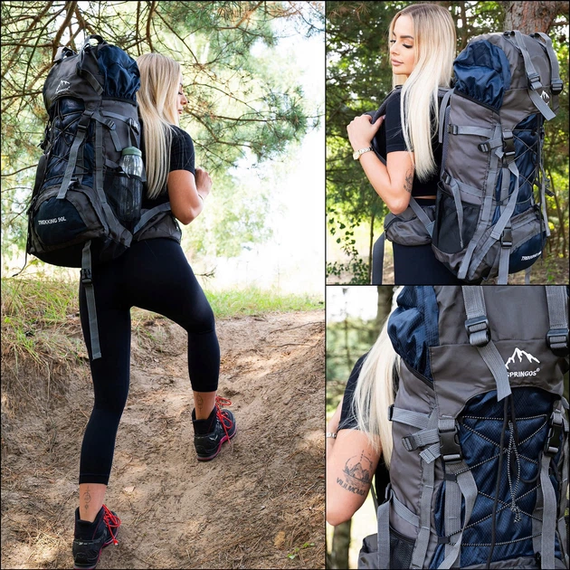 Туристический рюкзак Springos 90 л CS0130 Navy Blue/Grey - Фото 6 Туристический рюкзак Springos 90 л CS0130 Navy Blue/Grey - изображение 6