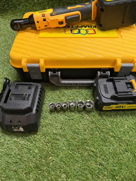 Аккумуляторный угловой гайковерт Krafftec Germany DCF512N 48V/6Ah Ударный бесщеточный гайковерт с двумя АКБ для авто 170 Нм - изображение 5