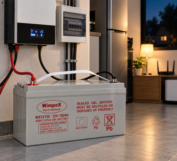 Гелевий акумулятор Wimpex 12V 150Ah Акумуляторна батарея для резервного живлення - зображення 12