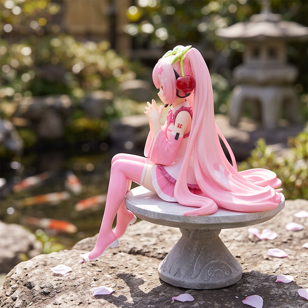 Коллекционная аниме фигурка Hatsune Sakura Miku 12 см , статуэтка Хатсуне Мику для полки декора авто сидячая Розовая - Фото 6 Коллекционная аниме фигурка Hatsune Sakura Miku 12 см , статуэтка Хатсуне Мику для полки декора авто сидячая Розовая - изображение 6