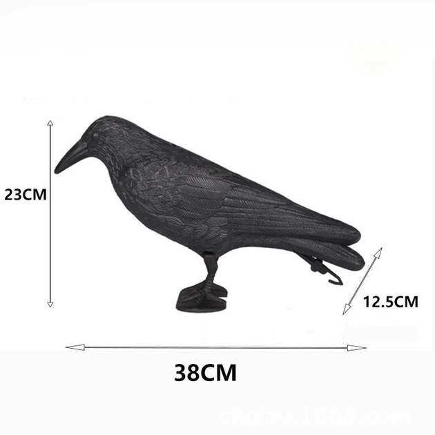 Відлякувач птахів муляж Ворона реалістична пластикова Bird Repellent Plastic Crow 38см - Фото 5 Відлякувач птахів муляж Ворона реалістична пластикова Bird Repellent Plastic Crow 38см - зображення 5