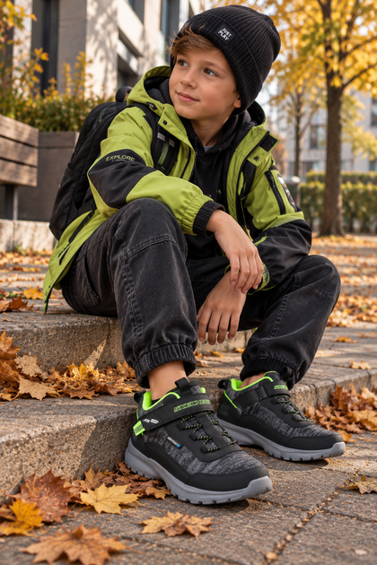 Кроссовки детские Skechers Razorflex Chill Waterproof водонепроницаемые черные с серым 32 (2021572031306) 20 см - Фото 8 Кроссовки детские Skechers Razorflex Chill Waterproof водонепроницаемые черные с серым 32 (2021572031306) 20 см - изображение 8
