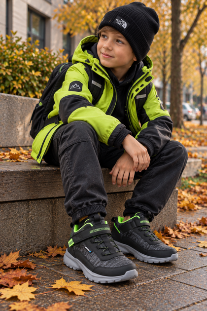 Кроссовки детские Skechers Razorflex Chill Waterproof водонепроницаемые черные с серым 32 (2021572031306) 20 см - Фото 9 Кроссовки детские Skechers Razorflex Chill Waterproof водонепроницаемые черные с серым 32 (2021572031306) 20 см - изображение 9