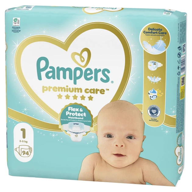 Підгузки Pampers Premium Care Розмір 1 (2-5 кг) 94 шт (8006530259187) - изображение 2