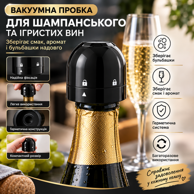 Многоразовая вакуумная пробка для шампанского WineStopper - Фото 8 Многоразовая вакуумная пробка для шампанского WineStopper - изображение 8