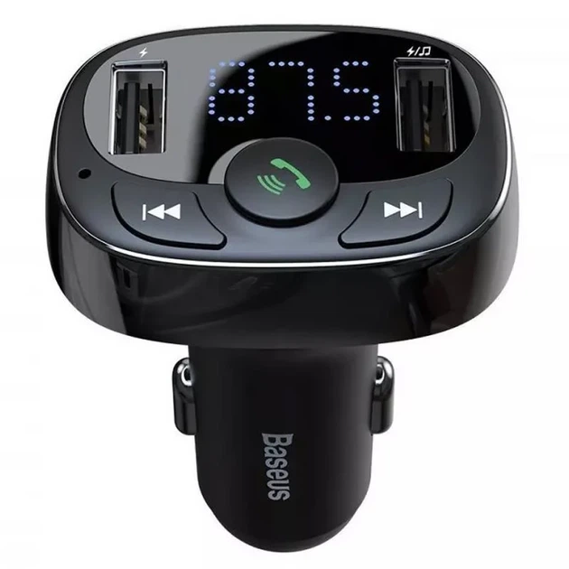 Автомобільний FM-модулятор Baseus S-09A з Bluetooth 10W 2xUSB-A чорний - зображення 2