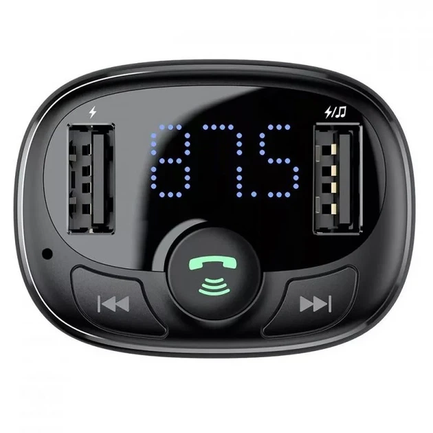 Автомобільний FM-модулятор Baseus S-09A з Bluetooth 10W 2xUSB-A чорний - зображення 5