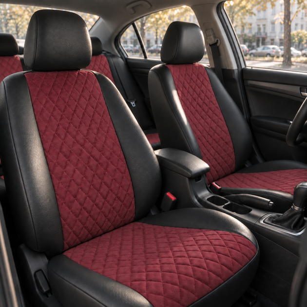 Авточехлы Alux Kia Optima 3 (TF) Красные экокожа + алькантара (AL-1696) - Фото 3 Авточехлы Alux Kia Optima 3 (TF) Красные экокожа + алькантара (AL-1696) - изображение 3