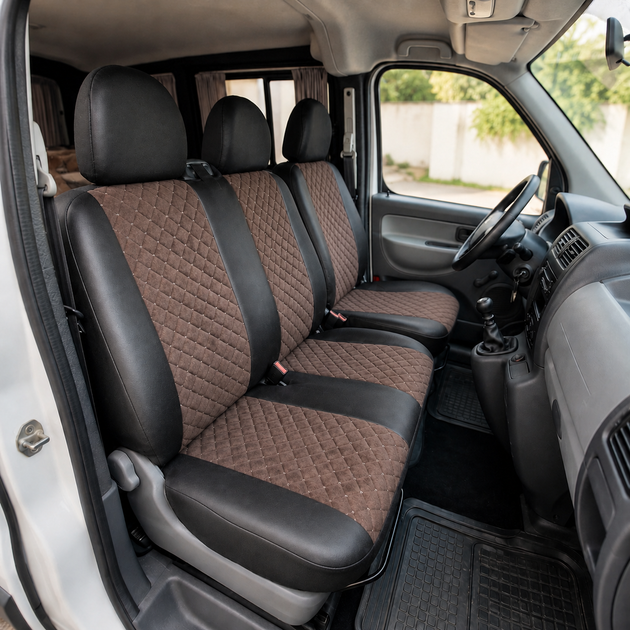 Авточехлы Alux Volkswagen LT46 (LT II) Коричневые экокожа + алькантара 1+2 (AL12-0525) - Фото 2 Авточехлы Alux Volkswagen LT46 (LT II) Коричневые экокожа + алькантара 1+2 (AL12-0525) - изображение 2