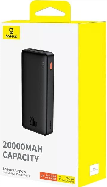 УМБ Baseus Airpow Powerbank 20000mAh Fast Charge 20W Black (P10022804113-00) - Фото 4 УМБ Baseus Airpow Powerbank 20000mAh Fast Charge 20W Black (P10022804113-00) - зображення 4