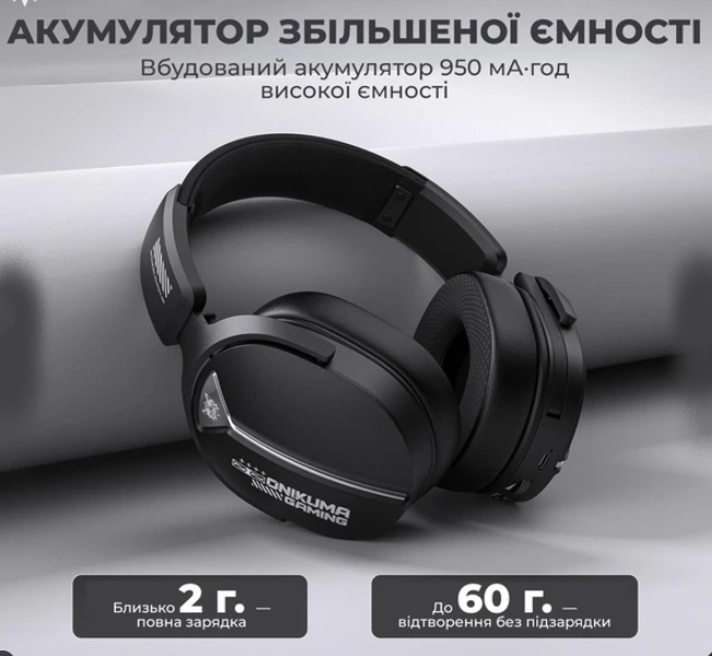 Игровые беспроводные наушники Onikuma GT887 с 2.4G + Bluetooth, выдвижным микрофоном, для ПК, PS4, PS5, телефона Black - Фото 6 Игровые беспроводные наушники Onikuma GT887 с 2.4G + Bluetooth, выдвижным микрофоном, для ПК, PS4, PS5, телефона Black - изображение 6