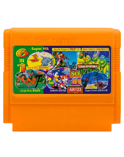 Збірник Ігор RMC Famicom Dendy 6 in 1 AR123 Somari, TMNT 3, Double Dragon 2, Tom & Jerry, Jungle Book, Super Contra 90х TV Game Англійська Версія Тільки Картридж Б/У - Фото 1 Збірник Ігор RMC Famicom Dendy 6 in 1 AR123 Somari, TMNT 3, Double Dragon 2, Tom & Jerry, Jungle Book, Super Contra 90х TV Game Англійська Версія Тільки Картридж Б/У - зображення 1