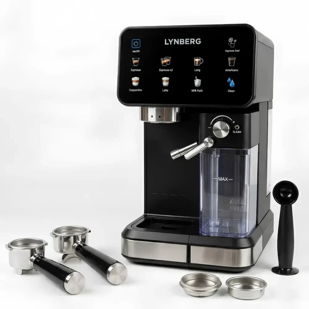 Кавоварка ріжкова LYHBERG Café Lux 20K LB5803 3000 Вт 20 бар з автоматичним капучинатором для дому та офісу - зображення 2