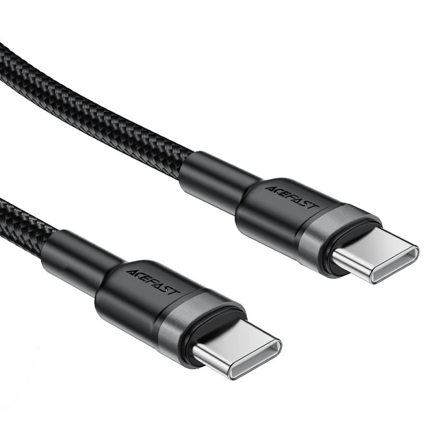 Кабель ACEFAST C22-03 aluminum alloy charging data cable Type-C to Type-C 60W 3A 1.2m Black - изображение 4