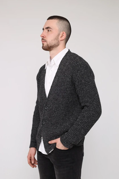 Кофта на гудзиках чоловіча YUKI темно-сірий 48 ЦБ-00283242 - Фото 3 Кофта на гудзиках чоловіча YUKI темно-сірий 48 ЦБ-00283242 - зображення 3