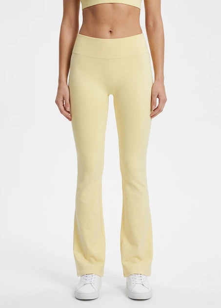 Жіночі безшовні легінси кльош із заниженою посадкою Giulia FLEXING LEGGINGS JIVE S/M Yellow-lemon grass, спортивні лосини кльош, з мікрофібри - зображення 5