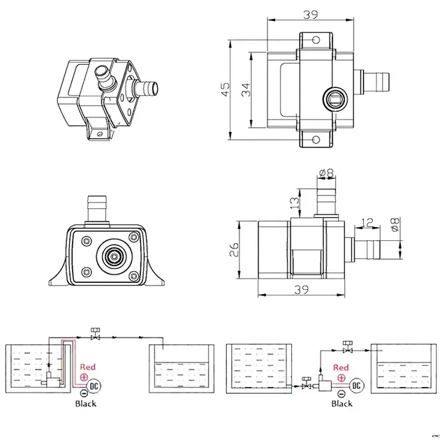 Мини погружной насос DC12V 240L/H с бесщеточным мотором - Фото 6 Мини погружной насос DC12V 240L/H с бесщеточным мотором - изображение 6
