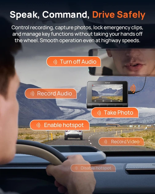 Автомобільний відеореєстратор 70mai Dash Cam 4K A810S-2 Set (Відеореєстратор + задня камера + флешкарта на 128гб) - зображення 8