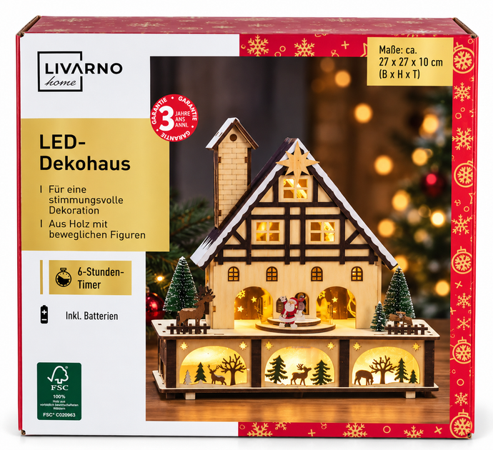 Новогодний LED декор «Декоративный домик», LIVARNO home - изображение 2