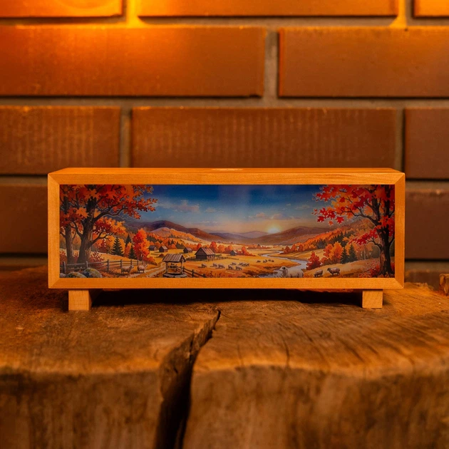 Ночник-панорама «Осенние Карпаты», лакированное дерево (LED, аккумулятор, USB Type-C) - изображение 5