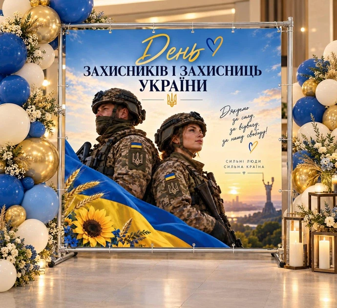 Баннер. День защитника Украины "Защитники" размер 2х2м. С люверсами. - изображение 2