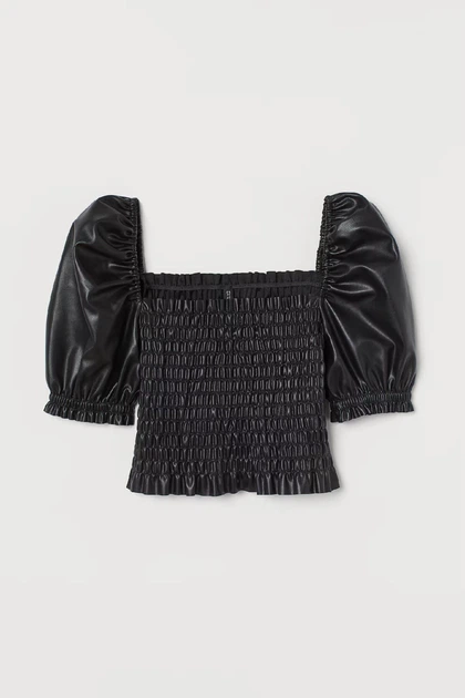 Топ зі штучної шкіри жіночий H&M 060928111 S Чорний (6666000358165) - Фото 2 Топ зі штучної шкіри жіночий H&M 060928111 S Чорний (6666000358165) - изображение 2