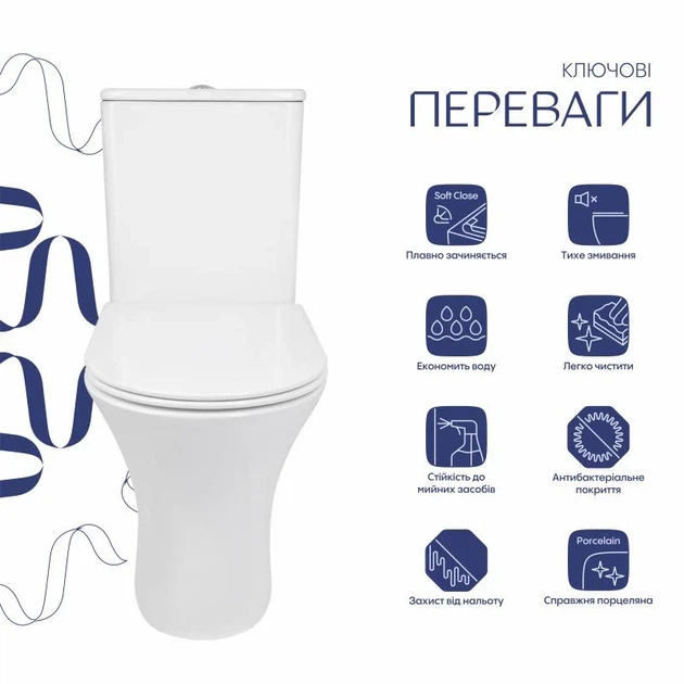 Унітаз підлоговий Qtap Presto безобідковий з сидінням Soft-close 640х340х790 мм білий - зображення 3