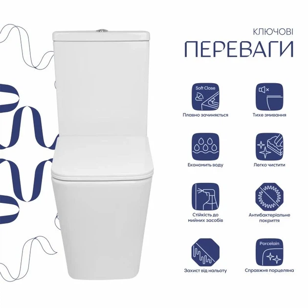 Унитаз напольный Qtap Crow Eco безободковый с сиденьем Soft-close 640х360х835 мм белый - изображение 3