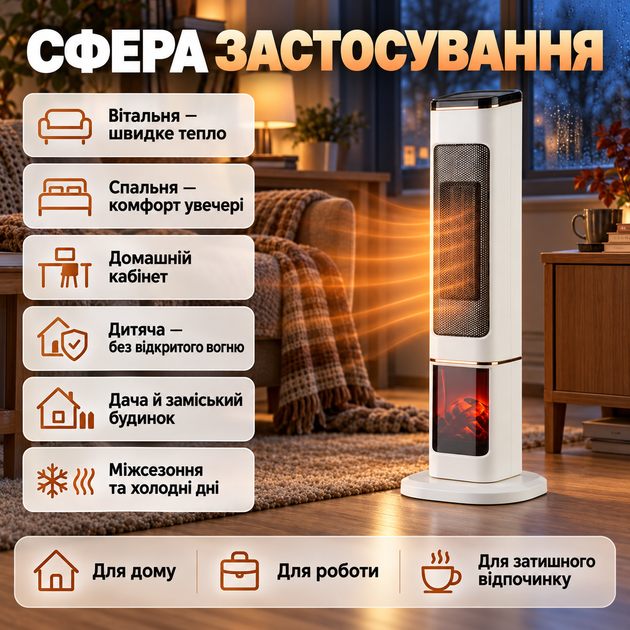 Тепловентилятор колонний керамічний з пультом ДК для обігріву дому та офісу електричний тепловентилятор з таймером поворотний обігрівач з сенсорним дисплеєм - Фото 2 Тепловентилятор колонний керамічний з пультом ДК для обігріву дому та офісу електричний тепловентилятор з таймером поворотний обігрівач з сенсорним дисплеєм - зображення 2